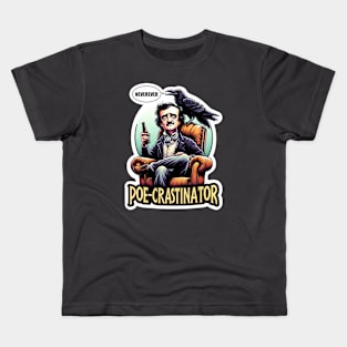 Edgar Allan Poe Funny Poe-crastinator Kids T-Shirt